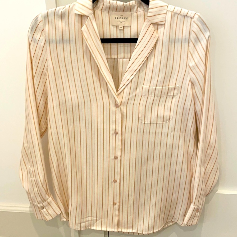 Silk blush Sézane striped blouse